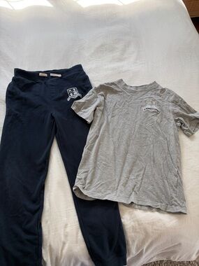 Lands' End Kids Navy Joggers and Gray Tee Set